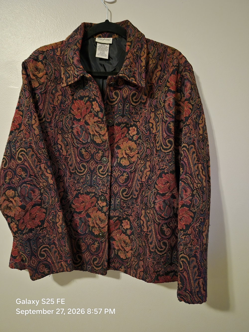 White Stag Multicolor Floral Jacquard Button Jacket